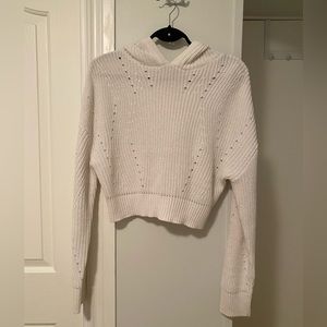 Ardene white cropped knit hoodie size small